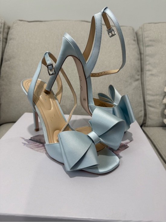 Jessica Simpson Shoes - Jessica Simpson Light Blue Satin Bow Heels